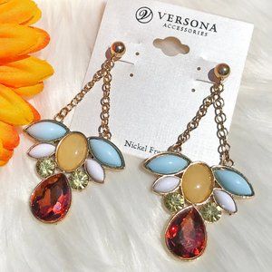 Boho Earrings Dress Crystal Rhinestone Post Dangle